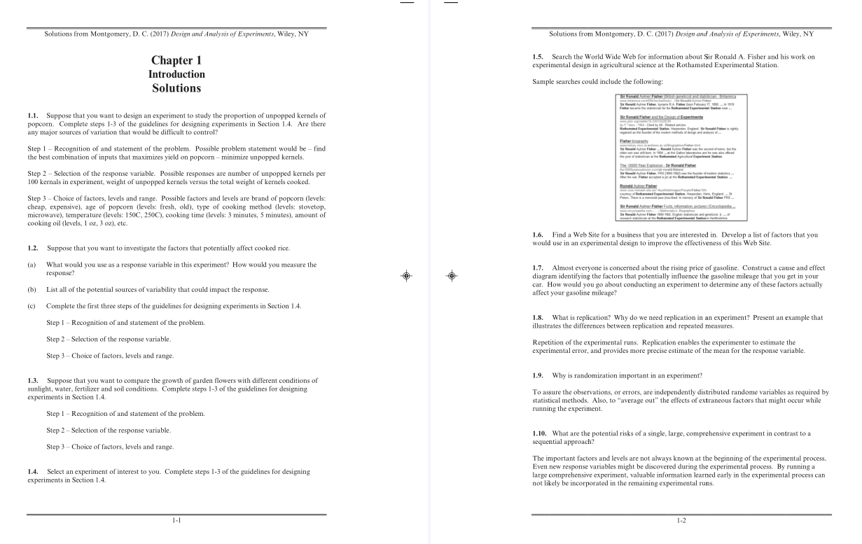 solution manual montgomery design and analysis of experiments