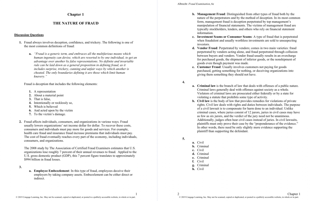 Solution Manual For Fraud Examination 6th Edition By W. Steve Albrecht ...